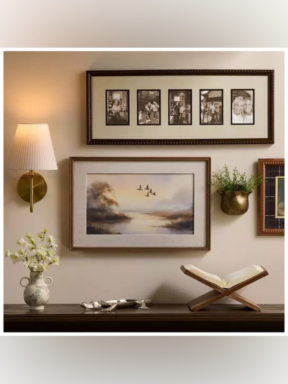 Kinkeeping Ducks Flying Over Pond Framed Canvas Wall Art